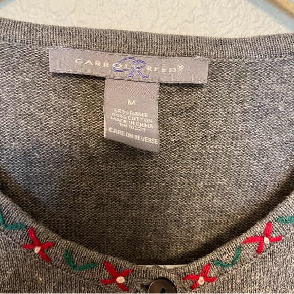 Carroll Reed Christmas Santa Gray Cardigan Sweater Women's Size Medium - Picture 5 of 9